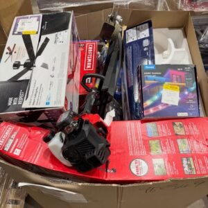 Open mixed general merchandise pallet with assorted retail products